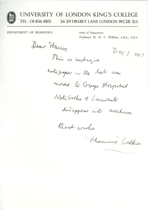 Maurice Wilkins Signature
